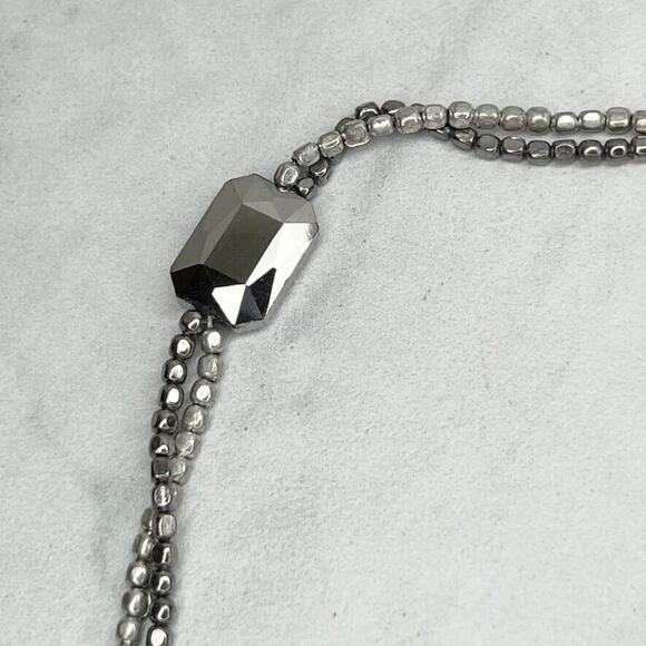 Chico's Silver Tone Box Beaded Double Strand Necklace - Picture 2 of 11